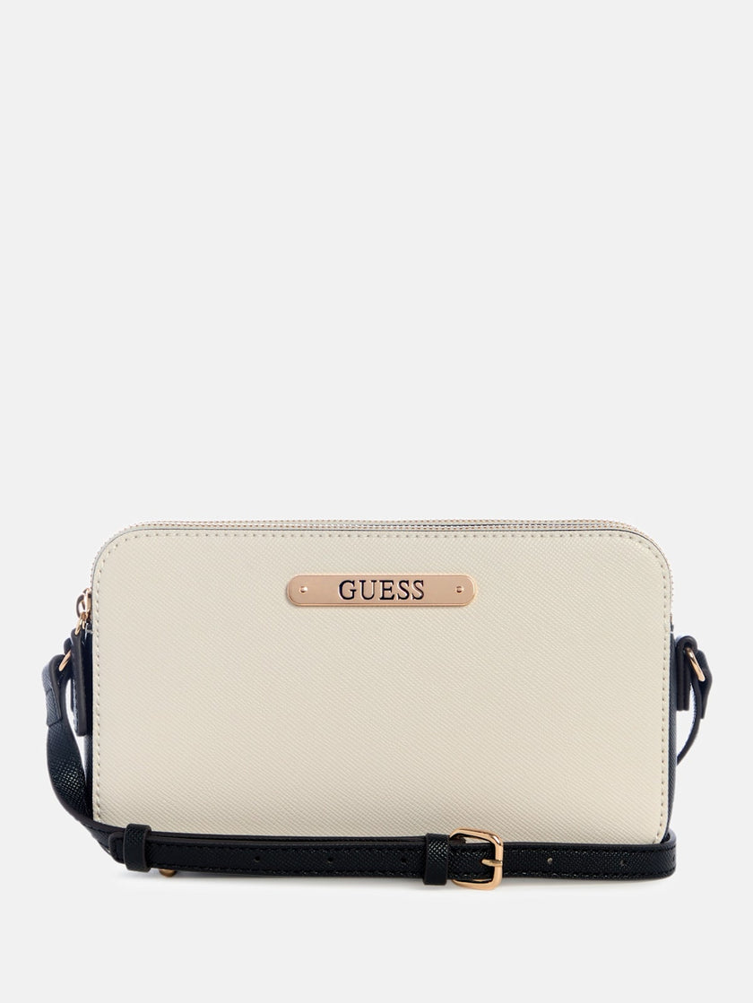 Guess Kyrie Saffiano Top-Zip Crossbody - Neutral image 0