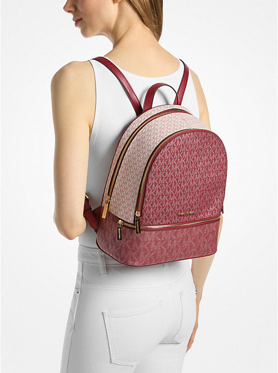 Michael Kors Rhea Medium Metallic Signature Logo Backpack image 1