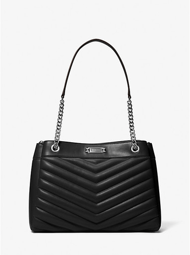 MICHAEL KORS  Whitney Medium Quilted Tote Bag - Silver Black (Arriving In Delhi) image 0