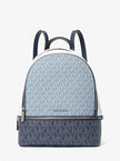 MICHAEL KORS Rhea Medium Color-Block Signature Logo Backpack - Admirl Multi image 0