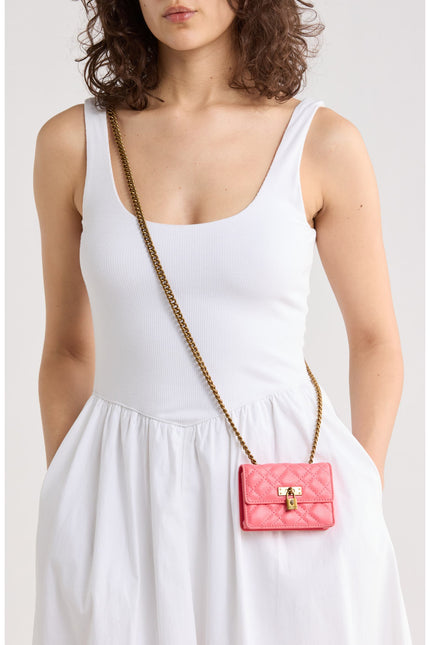 KURT GEIGER Micro Brixton Quilted Shoulder Bag - Open Pink