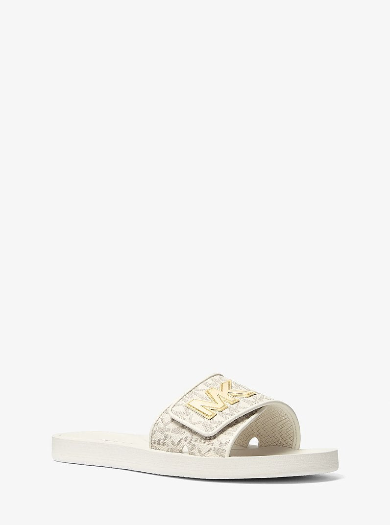 MICHAEL KORS Palmer Signature Logo Slide Sandal - Vanilla