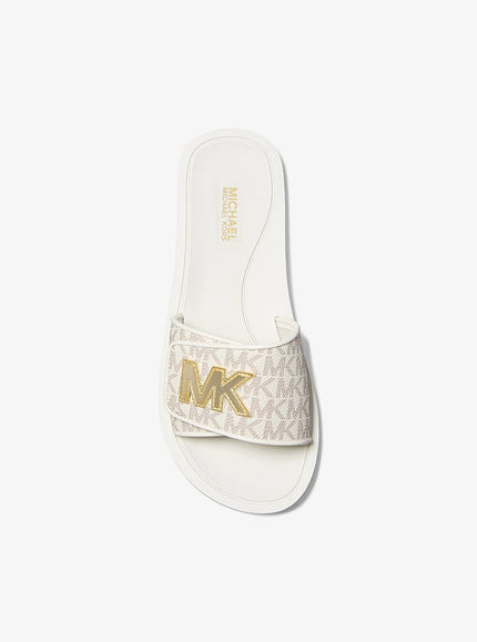 MICHAEL KORS Palmer Signature Logo Slide Sandal - Vanilla
