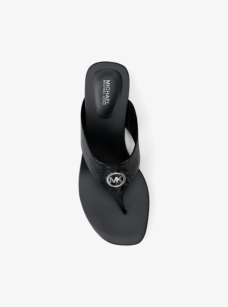 MICHAEL KORS Anneka Patent Thong Sandal - Black