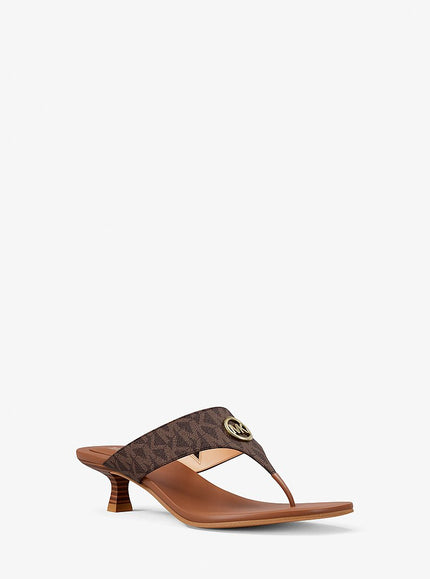 MICHAEL KORS Anneka Signature Logo Thong Sandal - Brown Multi