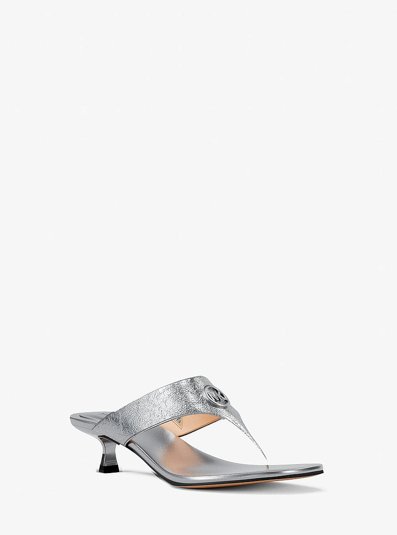 MICHAEL KORS Anneka Metallic Thong Sandal - Silver