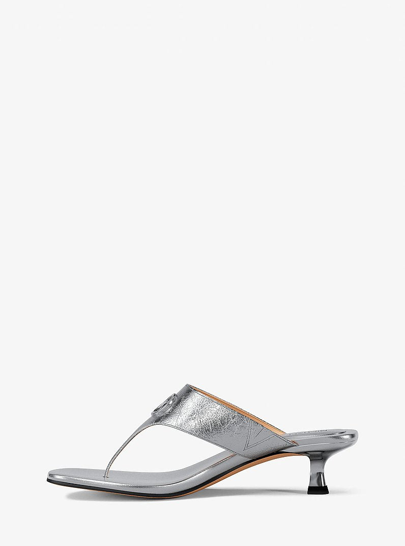 MICHAEL KORS Anneka Metallic Thong Sandal - Silver