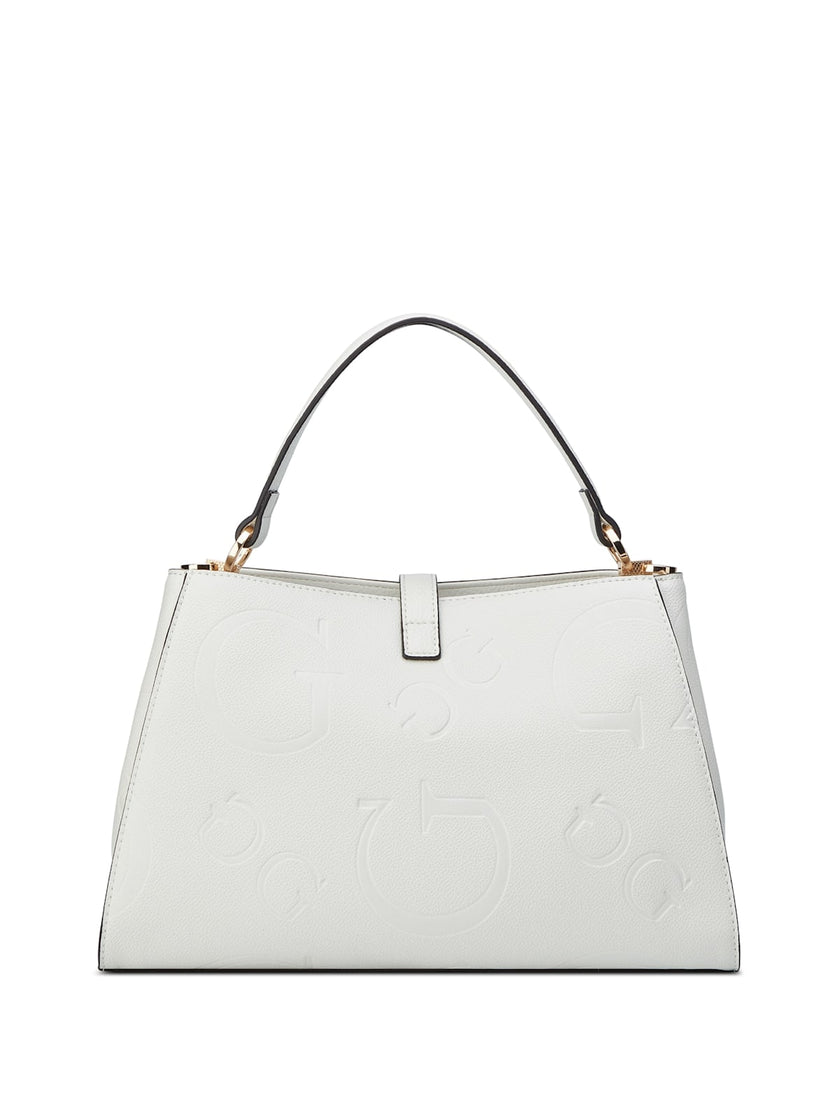 Guess Rudie Embossed Logo Satchel - Off-White image 2