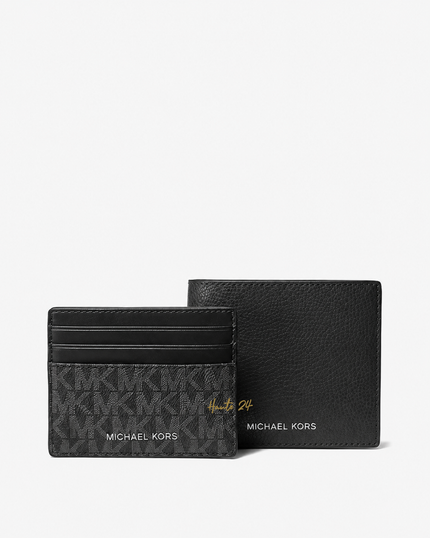 MICHAEL KORS Pebbled Leather Billfold Wallet and Signature Logo Card Case Gift Set