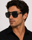VERSACE Dark Grey Geometric Men's Sunglasses