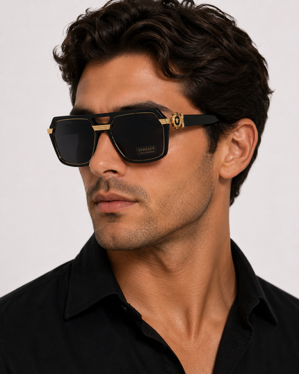VERSACE Dark Grey Geometric Men's Sunglasses