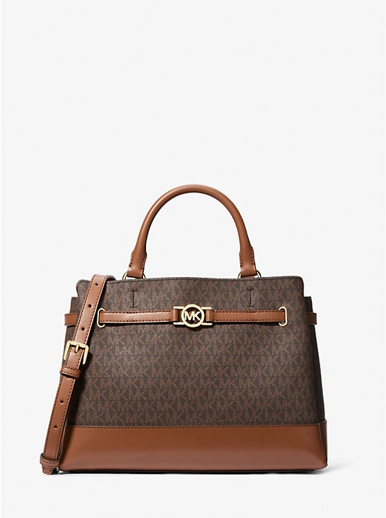 MICHAEL KORS  Reed Large Signature Logo Satchel - Brown image