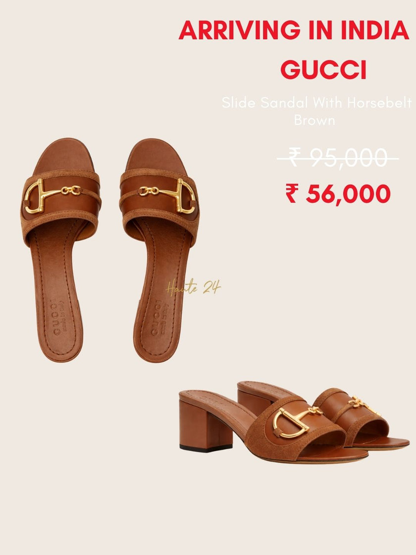 GUCCI Slide Sandal With Horsebelt Brown (Arriving In India) image 0