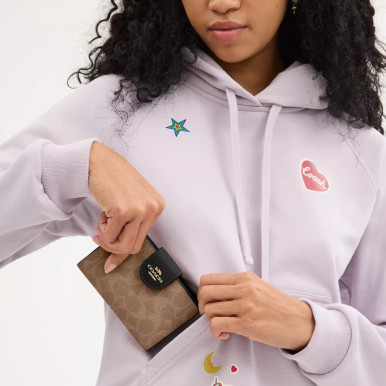 COACH  Medium Corner Zip Wallet In Signature Canvas image 5
