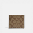 COACH Billfold Wallet In Signature Canvas - Gunmetal/Tan image