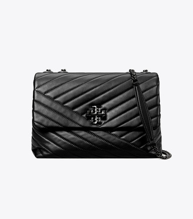 TORY  BURCH  Kira Chevron Convertible Shoulder Bag - Black / Silver image 2