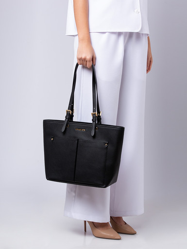 [AT DELHI] MICHAEL KORS  Jet Set Travel Medium Double Pocket Tote - Black image 0