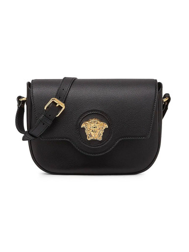 VERSACE La Medusa leather crossbody bag Black Gold image 1