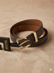 Michael Kors Women's Wide Monogram Logo Gold Buckle Belt Size S (@Delhi Studio) image 0