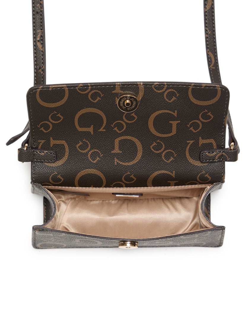 Guess Eldoria Enlarged Logo Mini Crossbody - Brown image 3