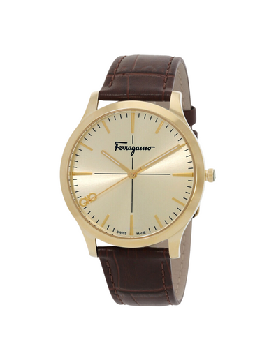 FERRAGAMO  Slim Quartz Gold Dial Men's Watch image 0