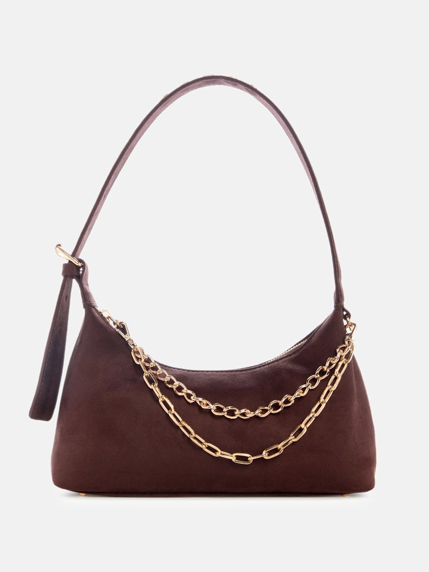 Guess Demelza Faux-Suede Shoulder Bag - Brown image 0
