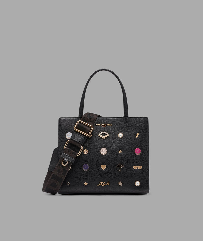 KARL LAGERFELD Maybelle Satchel With Pins - Black image 0