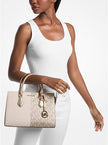 [AT DELHI] MICHAEL KORS Sheila Medium Two-Tone Metallic Signature Logo Satchel - Pale Gold image 1