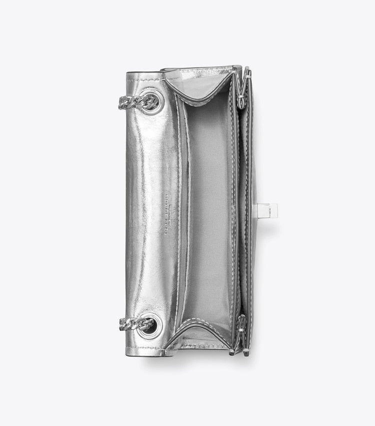 [AT DELHI] TORY BURCH Mini Kira Turnlock Metallic Shoulder Bag - Silver image 3