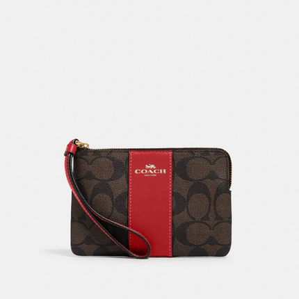 Corner Zip Wristlet In Signature Canvas - Red image
