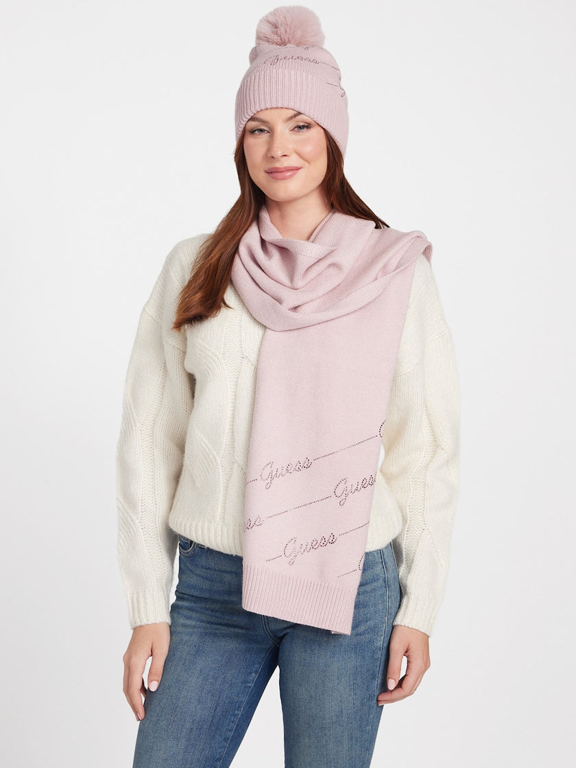 Guess Rhinestone Logo Beanie - Purple image 2