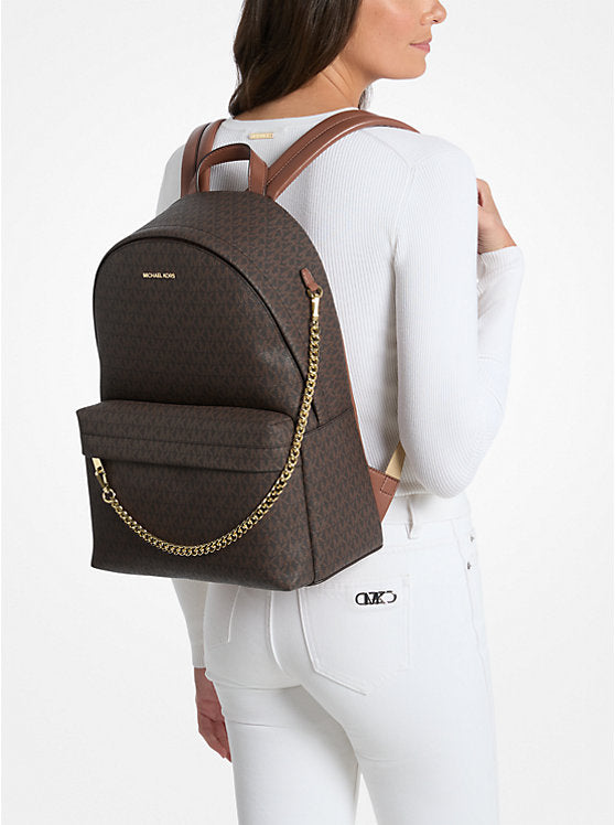 MICHAEL KORS Slater Large Signature Logo Backpack - Brown image 1