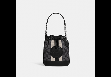 COACH mini dempsey bucket bag in signature jacquard with stripe and Patch image 2