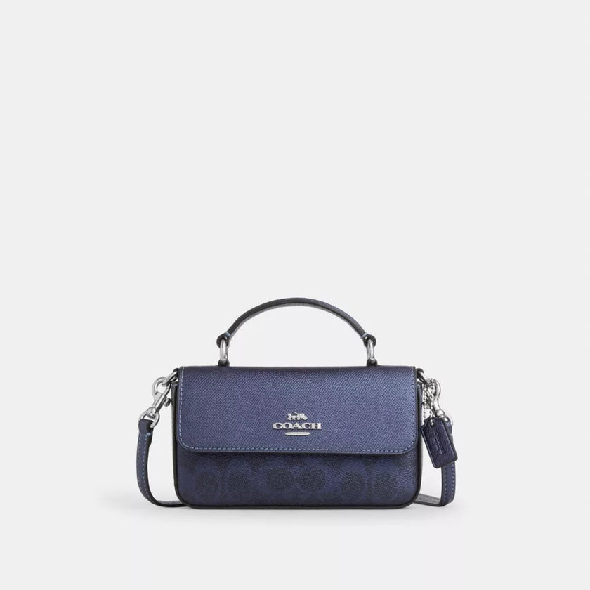 COACH Mini Josie Top Handle Bag In Signature Canvas - Blue/Navy image 0