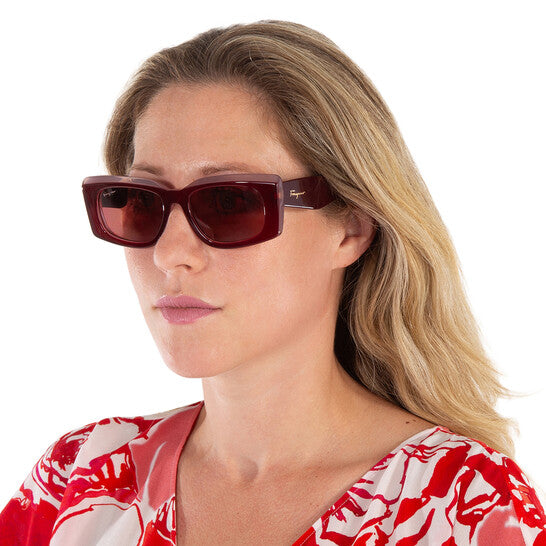 SALVATORE FERRAGAMO Salvatore Burgundy Rectangular Ladies Sunglasses (Arriving In Delhi) image 1