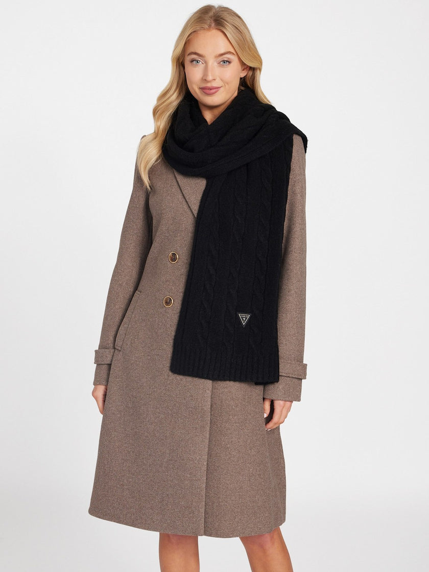 Guess Cable-Knit Scarf - Black image 1