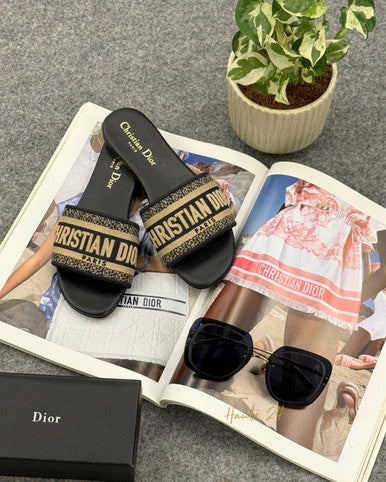 DIOR Dway Mule Dark Blue Embroidered Cotton (@Delhi Studio) image 6