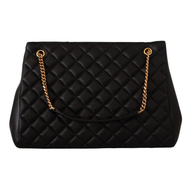 VERSACE Elegant Large Black Nappa Leather Tote image 0