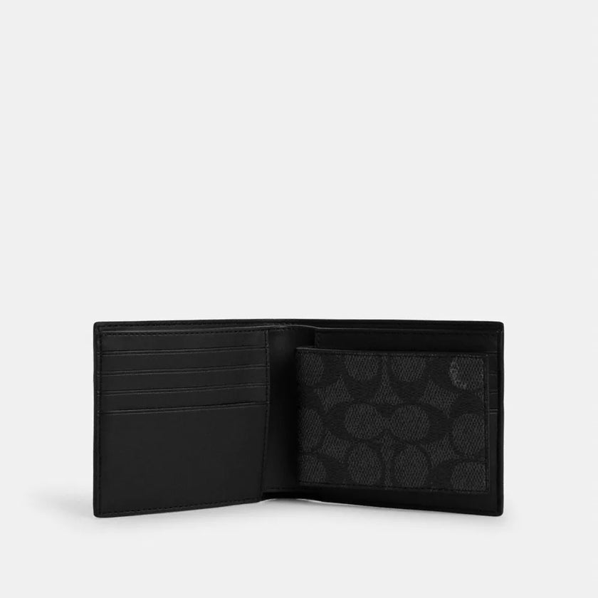 COACH 3-In-1 Wallet In Signature Canvas With Varsity Stripe - Charcoal/Denim/Chalk image 1