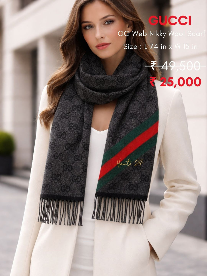 GUCCI GG Web Nikky Wool Scarf image 1