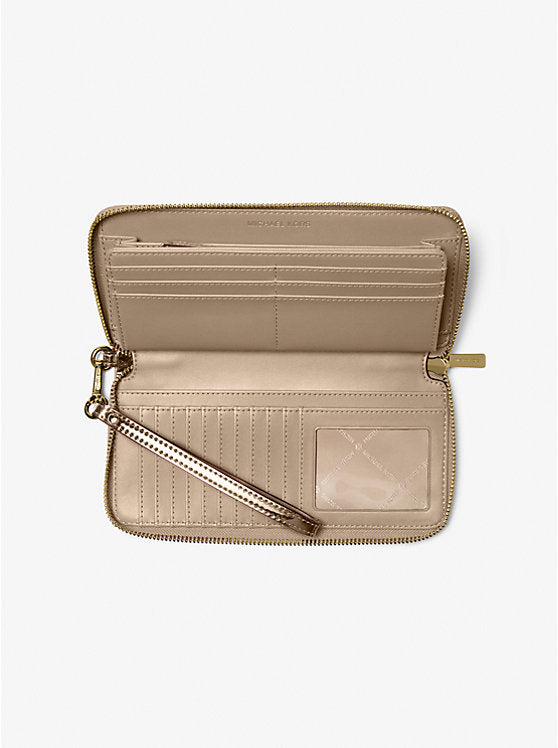 MICHAEL KORS Jet Set Large Metallic Logo Debossed Continental Wallet (Arriving In Delhi) image 1