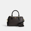 COACH Rowan Satchel Bag In Signature Canvas -  Gold/Walnut/Black image 3