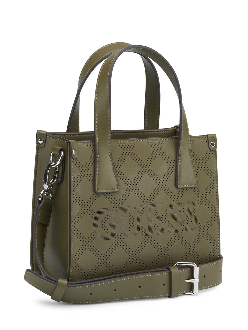 Guess Forber Perforated Logo Mini Tote - Green image 1