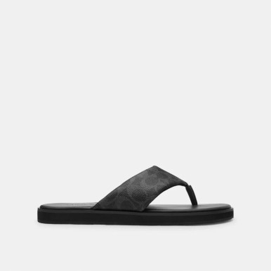 COACH Flip Flop In Signature Canvas - Charcoal Multi image 0