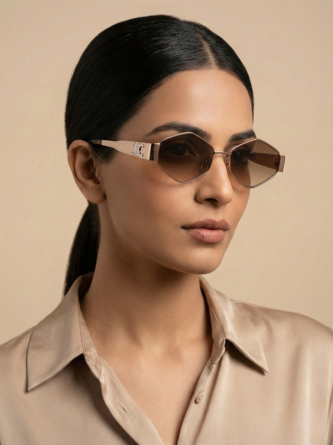 [AT DELHI] CELINE Triomphe Metal 02 Sunglasses In Metal CL 40254U 28A 54 - Rose Gold image 0