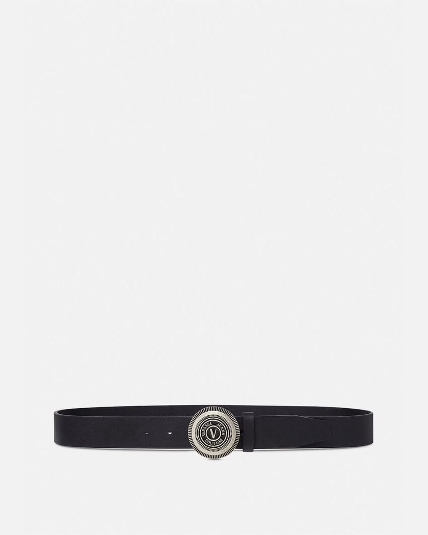 VERSACE JEANS V-Emblem Round Belt - Silver, 80 image