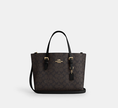 COACH Mollie Tote Bag 25 In Signature Canvas - Gold/Walnut/Black image 3