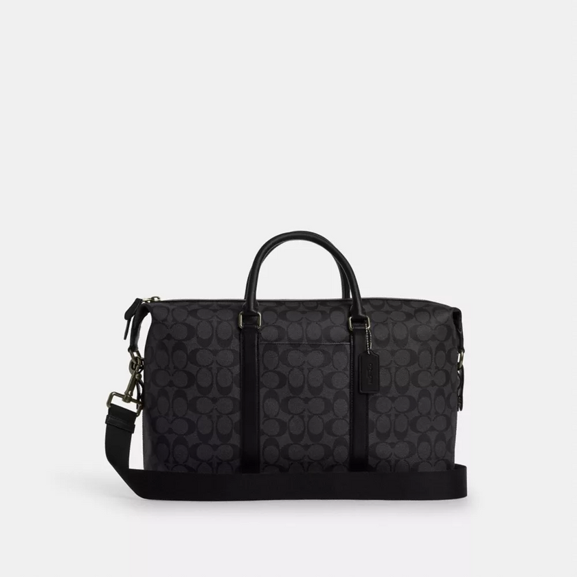 COACH Ellery Small Duffle Bag In Signature Canvas - Gunmetal/Charcoal/Black image