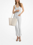 MICHAEL KORS Flora Large Signature Logo and Leather Tote Bag image 1
