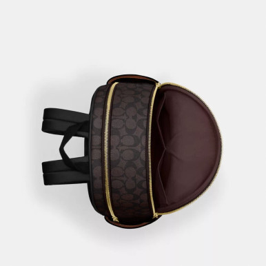 COACH Court Backpack In Blocked Signature Canvas - Walnut/Tan image 1